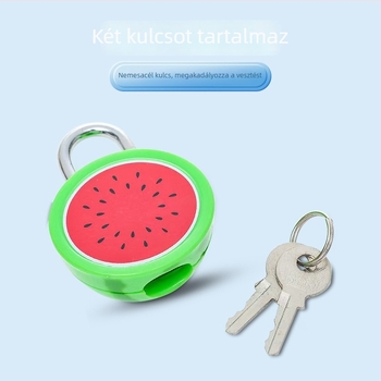 Gyümölcs alakú mechanikus zár, anyaga: vas+ABS, modell 002, záró rúd közötti távolság 13 mm, rúd vastagsága 3 mm, szekrényekhez, ajándékdobozokhoz, bőröndökhöz
