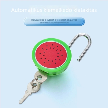 Gyümölcs alakú mechanikus zár, anyaga: vas+ABS, modell 002, záró rúd közötti távolság 13 mm, rúd vastagsága 3 mm, szekrényekhez, ajándékdobozokhoz, bőröndökhöz