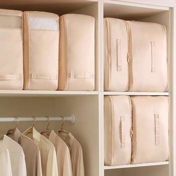 Porszívó tömörítő táska quilt tárolására, kocka alakú, poliészter anyag, gardrób rendezésre (utazás, íróasztal, hálószoba, fürdőszoba, nappali)