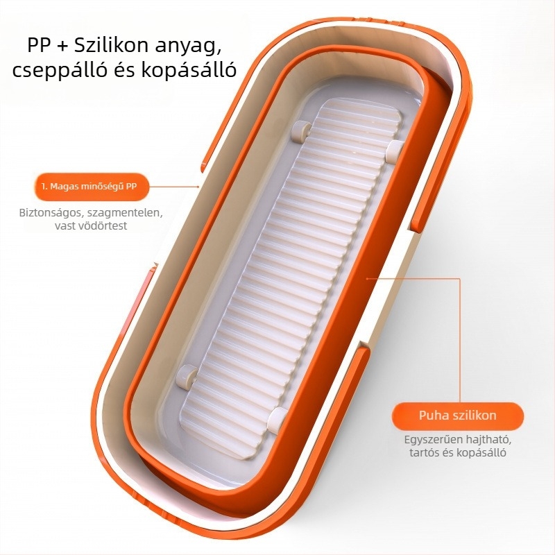 Összecsukható mop vödör, téglalap alakú, kinyomó funkcióval, padló- és autó tisztításhoz (Anyag: PP; Márka: Home storm; Bevezetés: 2025 ősz; Súly: 0.55 kg)