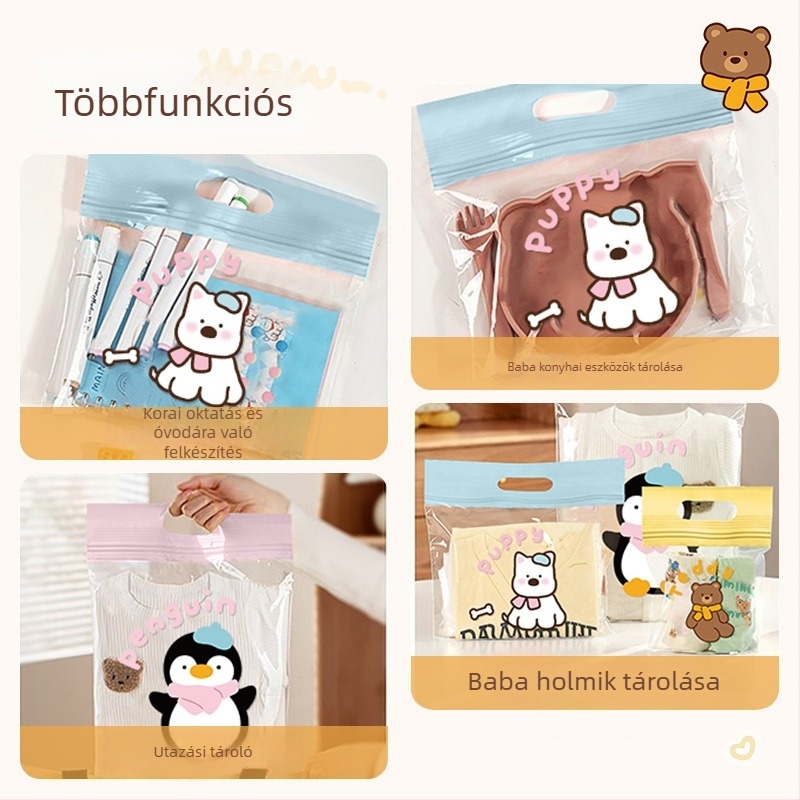 Utazási tároló zacskók zárt kivitelben, PE anyagból, kubus alakú, alsónemű tárolására, aranyos Cartoon Cute stílus