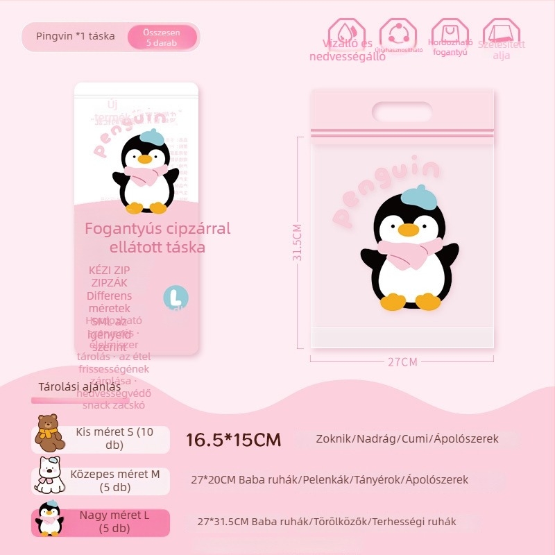 Utazási tároló zacskók zárt kivitelben, PE anyagból, kubus alakú, alsónemű tárolására, aranyos Cartoon Cute stílus