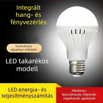 Hang- és fényvezérlésű LED izzó, 220V, 100 lm, 360° sugárzás, IP65, E27 foglalat