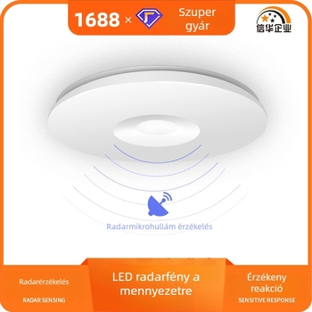 Korridor LED mennyezeti lámpa radaros emberi test érzékeléssel, 220V, 10–15 m² lefedettség, vas test, PC árnyékoló