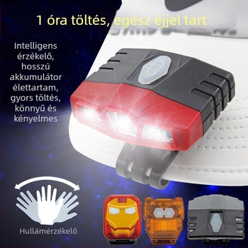 Indukciós fejklip lámpa infravörös szenzorral, USB-töltéses LED 5W, 8400mAh akkumulátor, 360° forgás