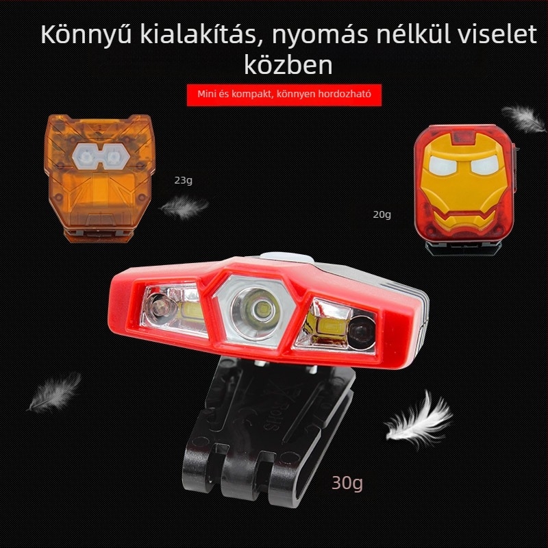 Indukciós fejklip lámpa infravörös szenzorral, USB-töltéses LED 5W, 8400mAh akkumulátor, 360° forgás