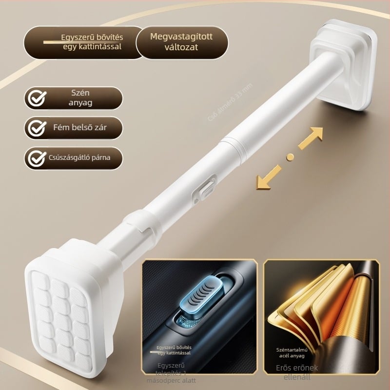 Teleszkópos ruhaszárító rúd, fúrás nélküli szerelés, erkélyre, szénacélból, modern minimalista dizájn