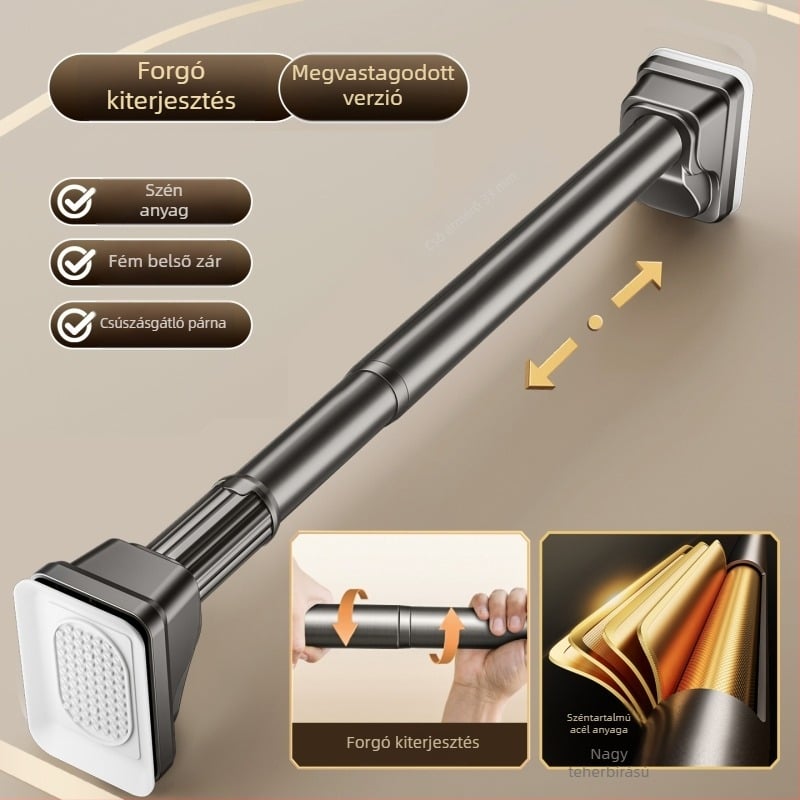 Teleszkópos ruhaszárító rúd, fúrás nélküli szerelés, erkélyre, szénacélból, modern minimalista dizájn