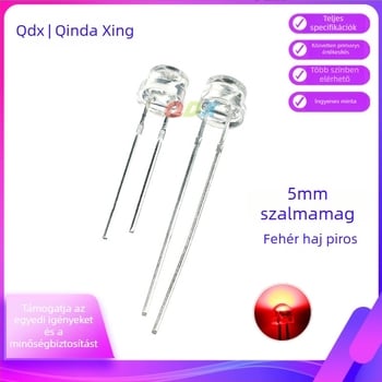 F5 szalmakalapos LED-dióda, 3.0–3.2V, 20mA, 0.1W, CRI 70–80, sugárzási szög 45°