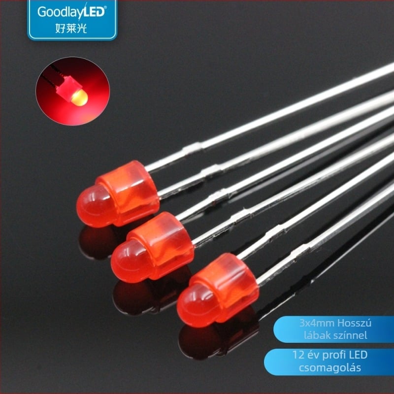 LED gyöngy Sanan csippel, réz szubsztráton, 20 mA, 1,8–2,2 V, CRI 70–80, hosszú lábak