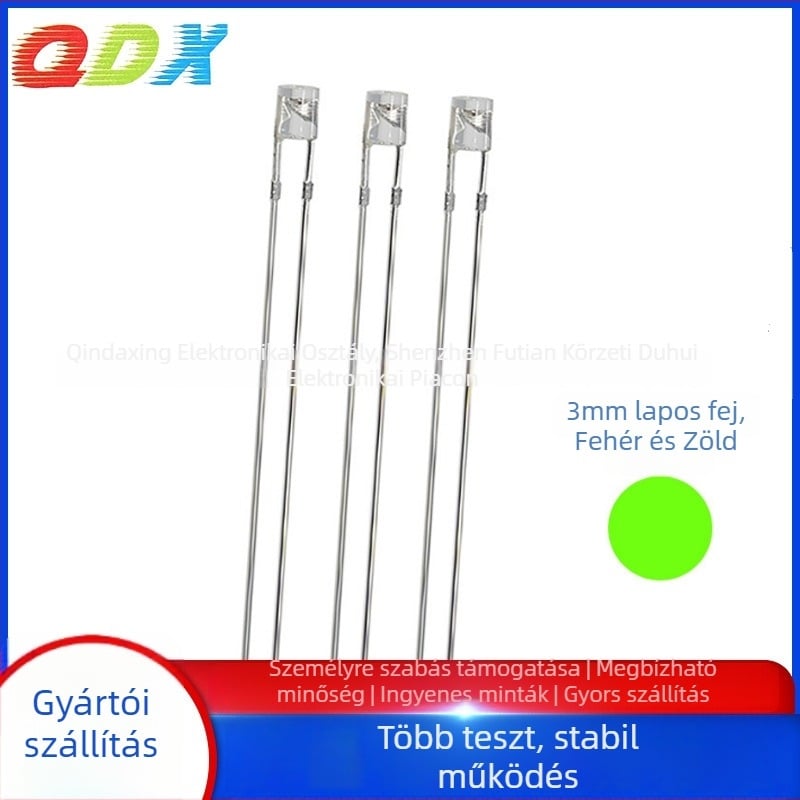 Lapos fejű LED, közvetlen csatlakozás, San’an chip, 1.8–2.2 V, 20 mA