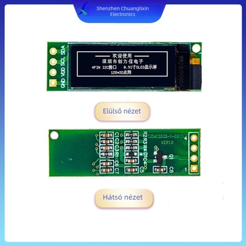 OLED kijelző modul I2C-vel, 128x32 pontmátrix, 1306 IC, légzártsági vizsgálathoz, -40°C