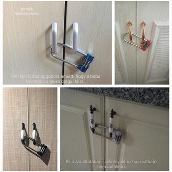 Könyves-/ajtózár hosszított kampóval — cinkötvözet, Lengthened lock hook modell, könyves szekrényekhez, cipősszekrényekhez és ajtókhoz, SIMPLY márka, licencelt magáncímke