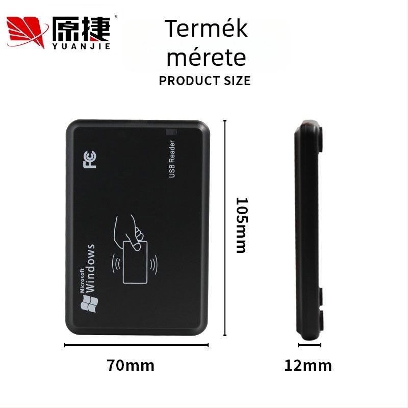 Kétfrekvenciás IC/ID RFID olvasó USB interfésszel, érintés nélküli hozzáférés-vezérléshez, NFC-kompatibilis, érzékelési távolság 2–5 cm