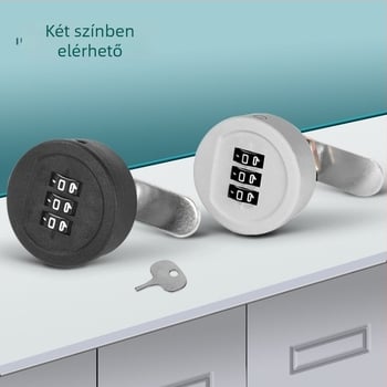 Strength 3‑pozíciós nyelvű zár fiókos szekrényekhez és szekrényekhez | Műanyag + ötvözet | Modern letisztult stílus