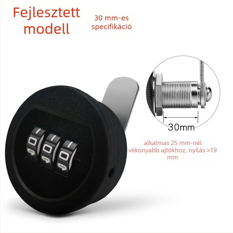 Strength 3‑pozíciós nyelvű zár fiókos szekrényekhez és szekrényekhez | Műanyag + ötvözet | Modern letisztult stílus