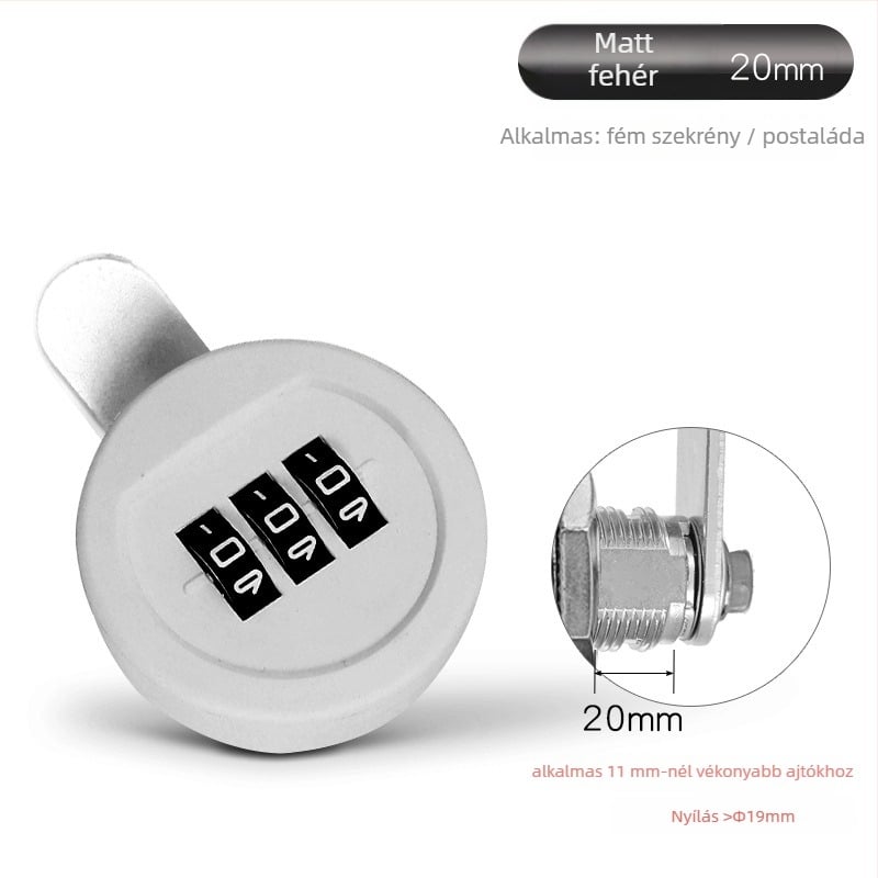 Strength 3‑pozíciós nyelvű zár fiókos szekrényekhez és szekrényekhez | Műanyag + ötvözet | Modern letisztult stílus