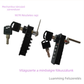 Mechanikus tárcsás zár előre háromszori kombinációval, 180° forgás, 4 számjegyű kód, modell 907R