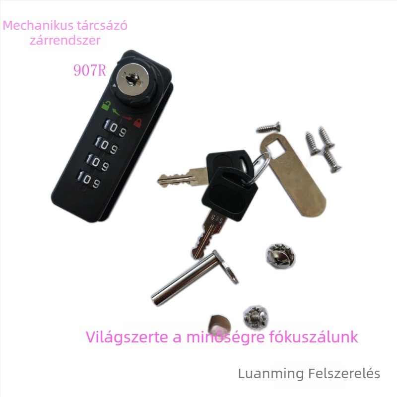 Mechanikus tárcsás zár előre háromszori kombinációval, 180° forgás, 4 számjegyű kód, modell 907R