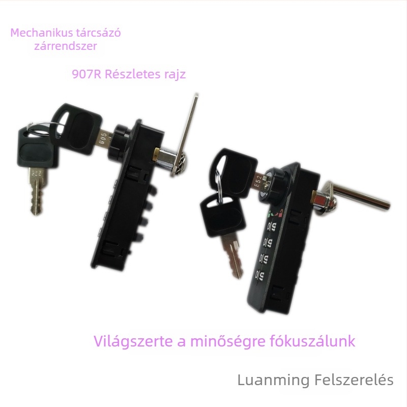 Mechanikus tárcsás zár előre háromszori kombinációval, 180° forgás, 4 számjegyű kód, modell 907R