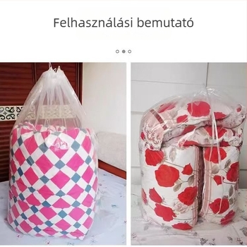 PE paplanzsák, átlátszó hengeres modell, szerelés nélkül, költöztetéshez és tároláshoz paplanokhoz és ruházathoz, modern minimalista stílus