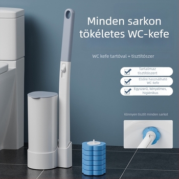 Egyszer használatos WC-kefés készlet cserélhető fejjel, falra szerelhető, fúrás nélkül, műanyag, modern minimalista stílus, Zhejiang eredet, logó nyomtatás