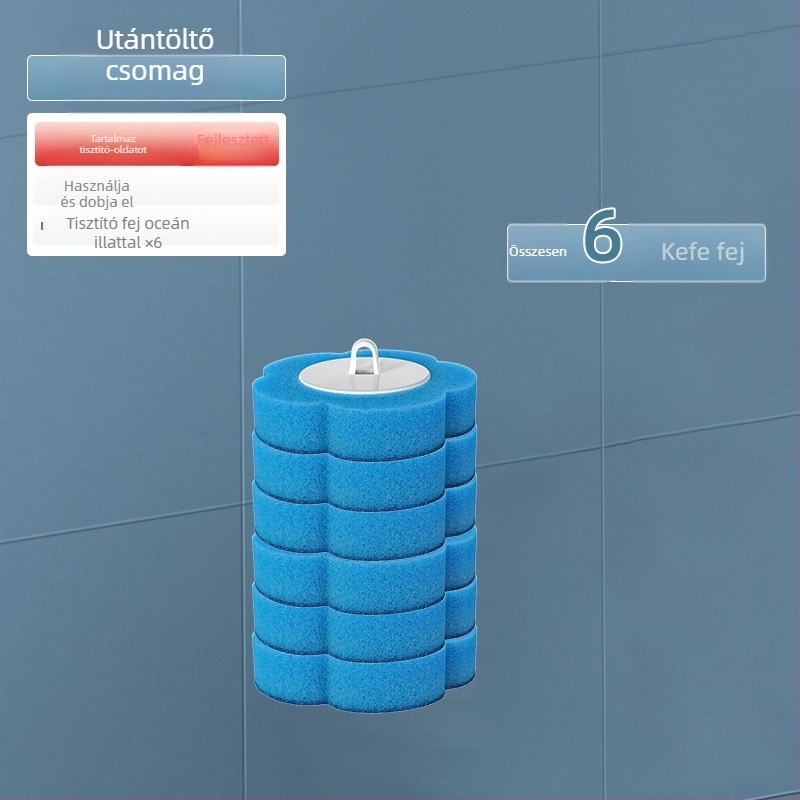 Egyszer használatos WC-kefés készlet cserélhető fejjel, falra szerelhető, fúrás nélkül, műanyag, modern minimalista stílus, Zhejiang eredet, logó nyomtatás