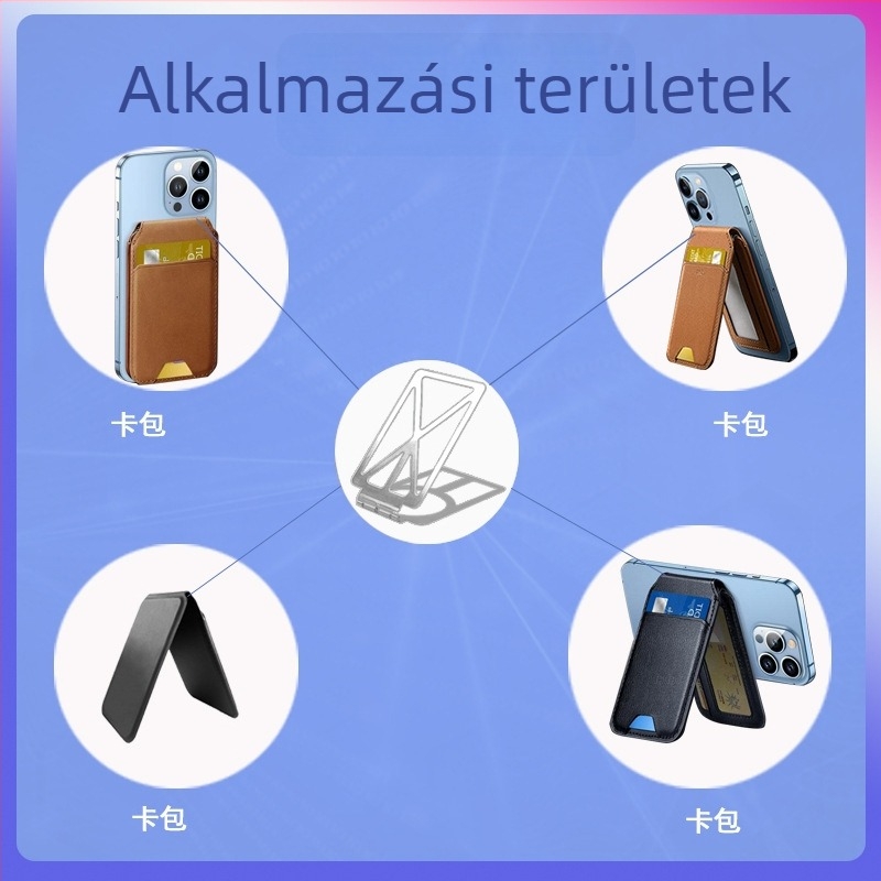 Mobiltelefonhoz mágneskártyatartó dampoló csuklóval és 170°-os forgócsuklóval, Power Bank állvány