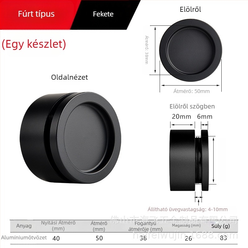 Csúszóajtó fogantyú alumínium ötvözetből, üvegajtók és szekrények számára, TNHE53 modell, modern minimalist stílus