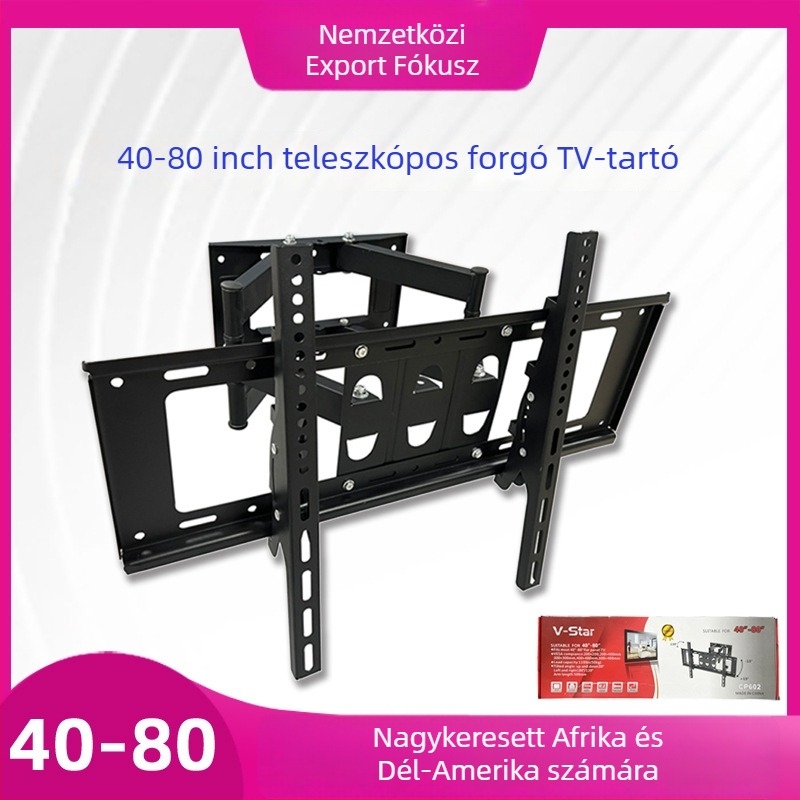 CP602 TV falra szerelhető állvány – Vasból, Forgó teleszkópos tartó, Felfelé-lefelé állítható, 5,1 kg, Kompatibilis tablet TV-kkel