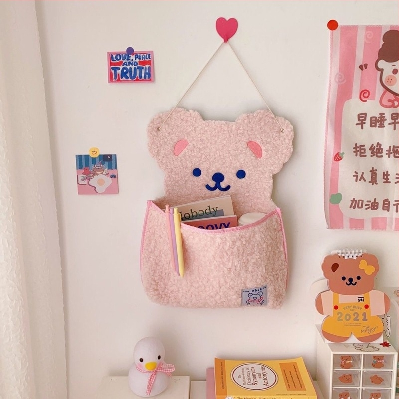 Little Bear alakú falra függő tároló – szemcsés kasmír anyag, többfunkciós