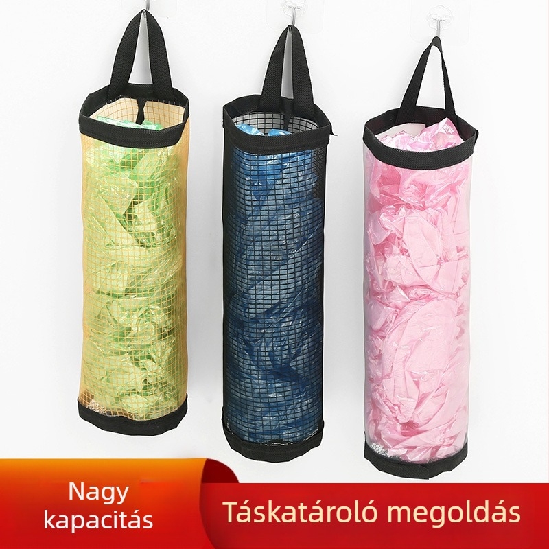 Fali poliészter anyagú szemeteszsák-tároló, nagy kapacitású, konyha, többfunkciós