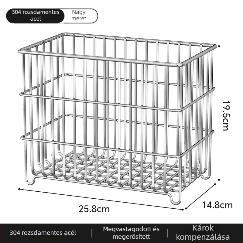 Gyümölcs- és zöldségkosár leeresztéssel – 304 rozsdamentes acél, japán stílus, asztali tároló