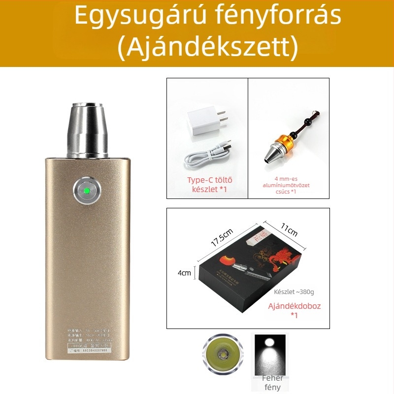 Jáde azonosító zseblámpa — újratölthető LED kézi világító lámpa ékszerek és jáde azonosításához, 5W, 4000mAh, hatótáv ≥500 m, power bank funkció