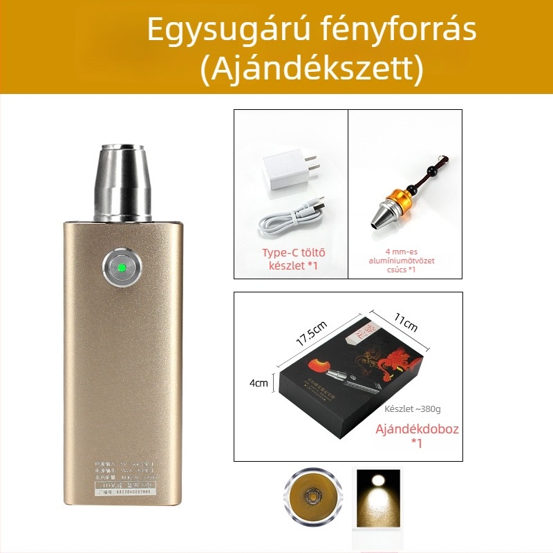 Jáde azonosító zseblámpa — újratölthető LED kézi világító lámpa ékszerek és jáde azonosításához, 5W, 4000mAh, hatótáv ≥500 m, power bank funkció