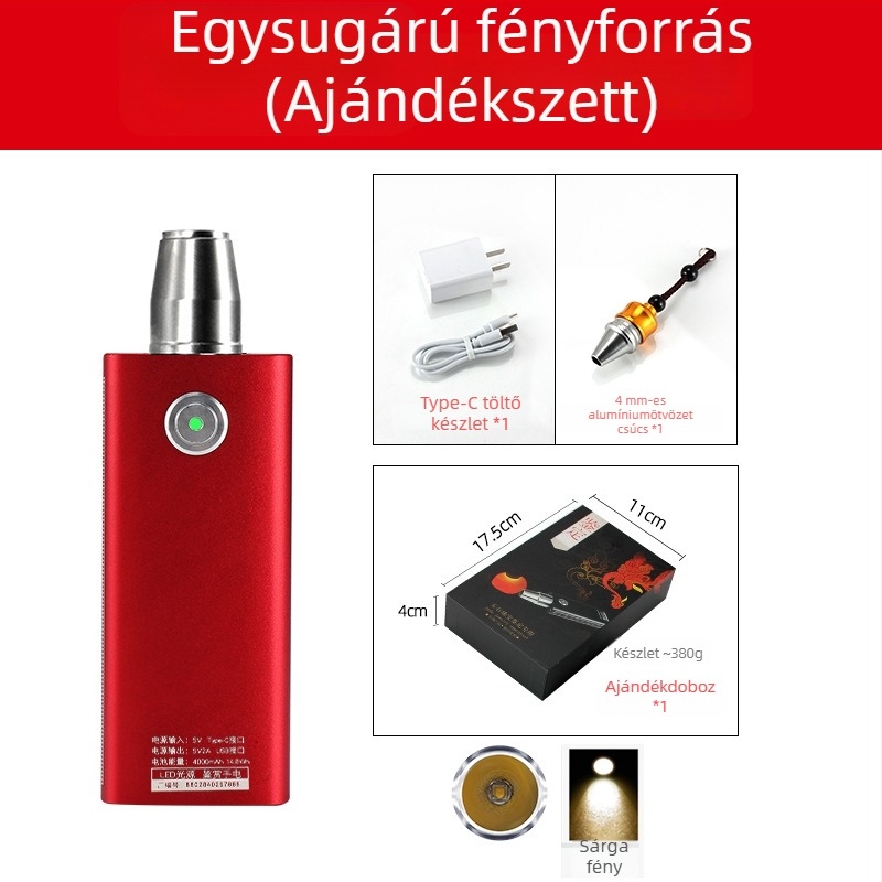 Jáde azonosító zseblámpa — újratölthető LED kézi világító lámpa ékszerek és jáde azonosításához, 5W, 4000mAh, hatótáv ≥500 m, power bank funkció