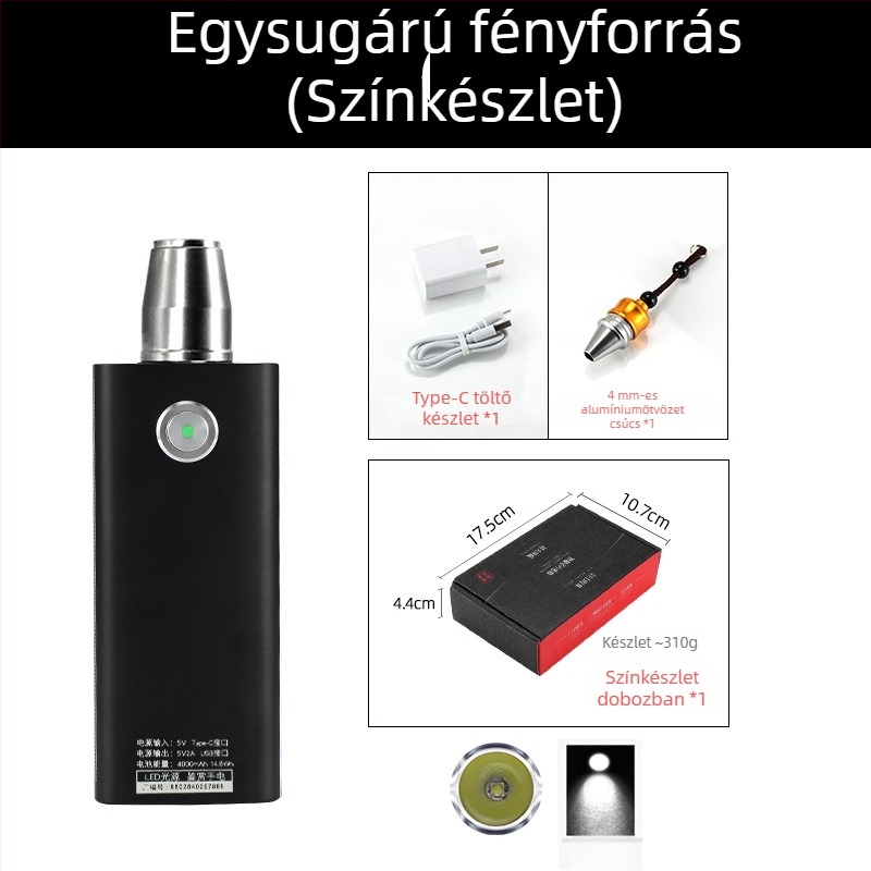 Jáde azonosító zseblámpa — újratölthető LED kézi világító lámpa ékszerek és jáde azonosításához, 5W, 4000mAh, hatótáv ≥500 m, power bank funkció