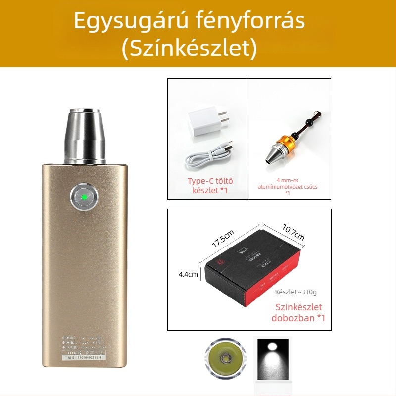 Jáde azonosító zseblámpa — újratölthető LED kézi világító lámpa ékszerek és jáde azonosításához, 5W, 4000mAh, hatótáv ≥500 m, power bank funkció