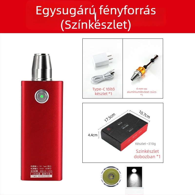 Jáde azonosító zseblámpa — újratölthető LED kézi világító lámpa ékszerek és jáde azonosításához, 5W, 4000mAh, hatótáv ≥500 m, power bank funkció