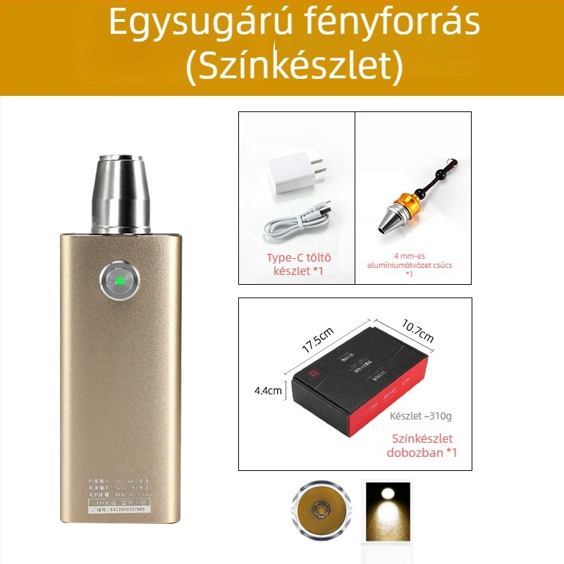 Jáde azonosító zseblámpa — újratölthető LED kézi világító lámpa ékszerek és jáde azonosításához, 5W, 4000mAh, hatótáv ≥500 m, power bank funkció