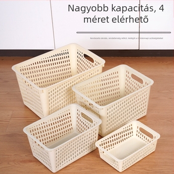 Konyhai tárolókosár japán stílusban, lyukacsos kialakítás lefolyóval, oldalsó fogantyúkkal, vastagodott PP