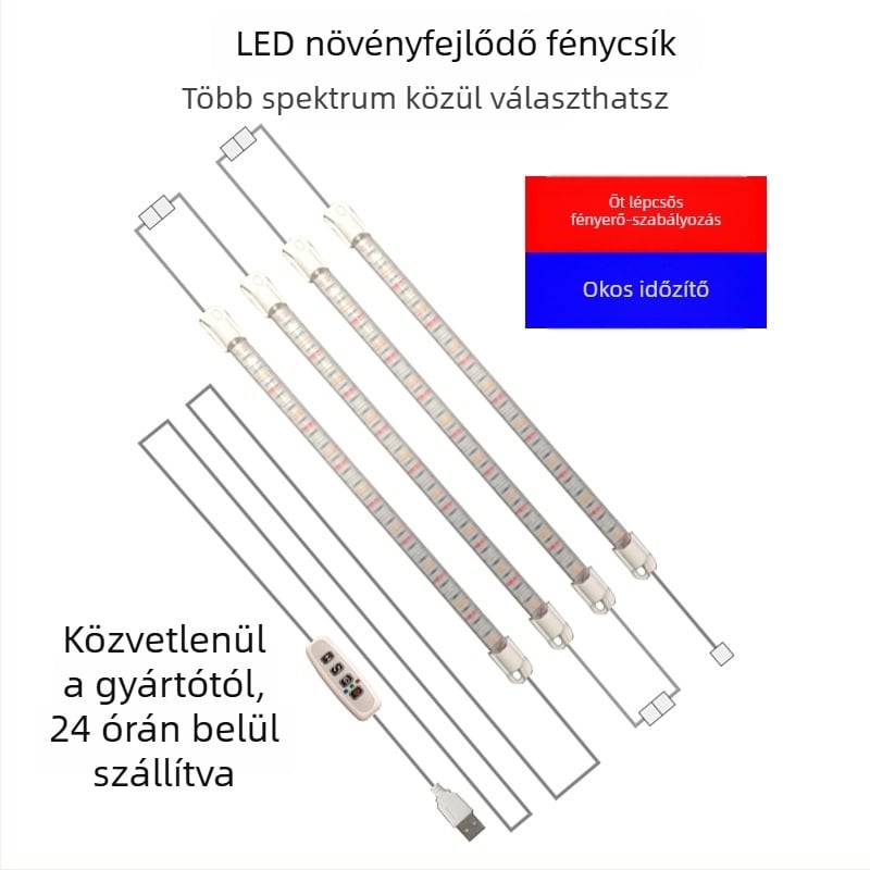 Beépített növényvilágító LED szalag üvegházhoz – 40 LED, 3000 lm, IP66, 220V, 6500K