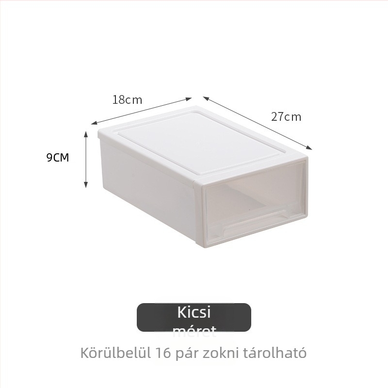 Íróasztali tároló doboz fiókkal, porálló, stackelhető, 5L, PP műanyag