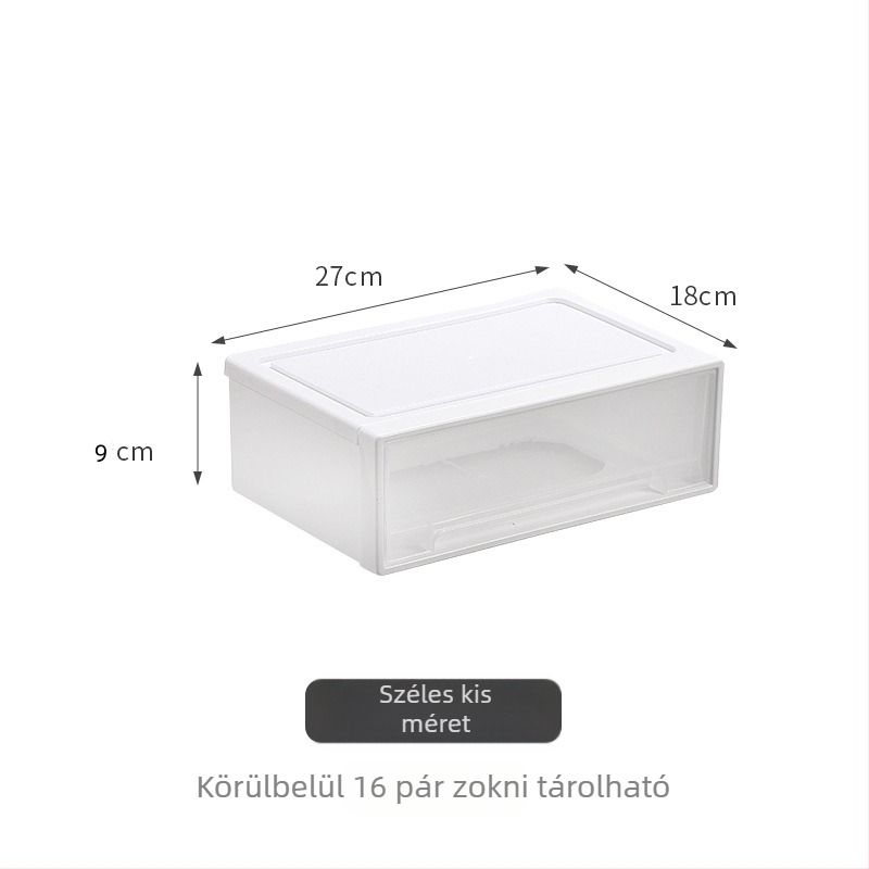 Íróasztali tároló doboz fiókkal, porálló, stackelhető, 5L, PP műanyag