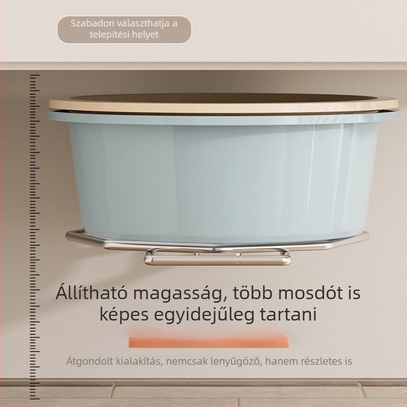 Fali mosdó alatti tárolópolc, furatmentes, rozsdamentes acél, 1 szint, fürdőszoba