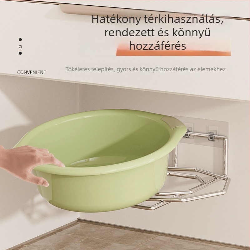 Fali mosdó alatti tárolópolc, furatmentes, rozsdamentes acél, 1 szint, fürdőszoba