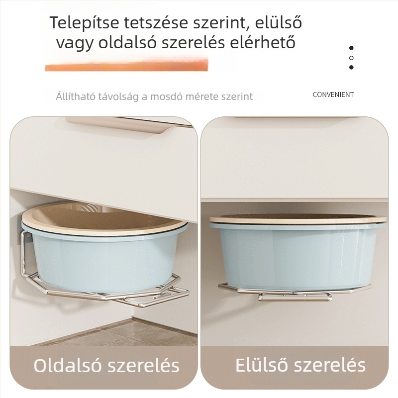 Fali mosdó alatti tárolópolc, furatmentes, rozsdamentes acél, 1 szint, fürdőszoba