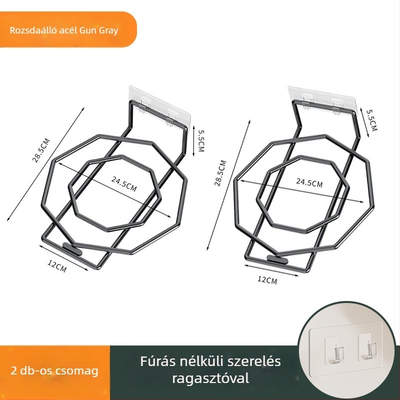 Fali mosdó alatti tárolópolc, furatmentes, rozsdamentes acél, 1 szint, fürdőszoba