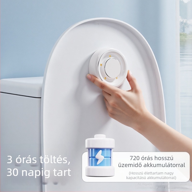 WC UV sterilizáló lámpa, kis automata dezodorizáló és fertőtlenítő, Agada, indukációs kapcsoló, ABS + lítium akkumulátor, 220V, 50 éves élettartam