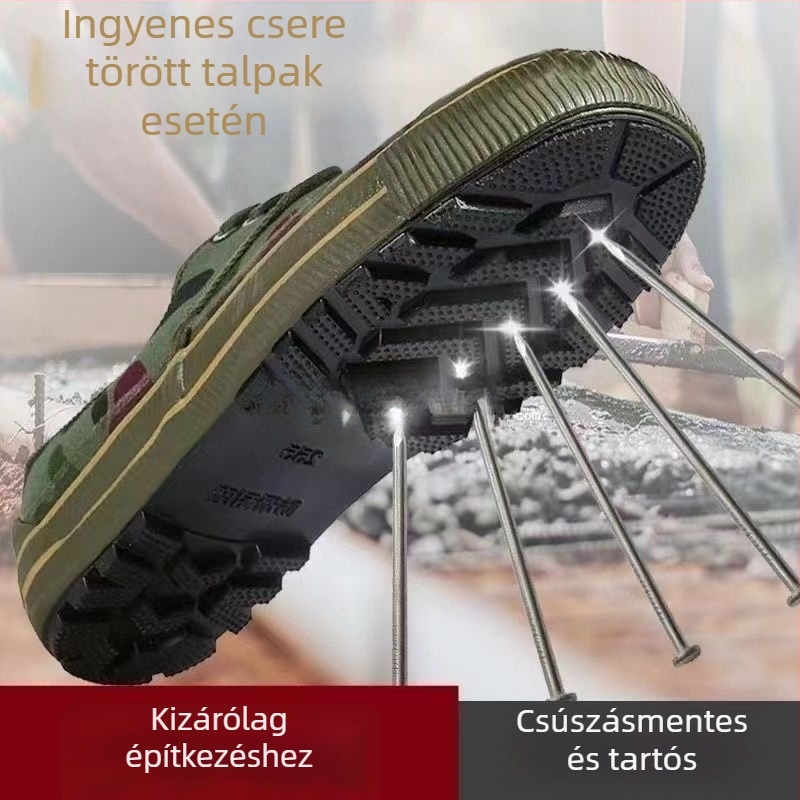 Férfi munkavédelmi cipő, vászon felsőrész, hegyes orr, fűzővel záródó, kopásálló és szagtűrő